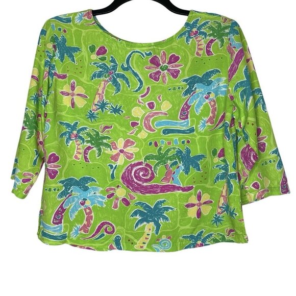 Too Hot Sunwear Womens Hawaiian Blouse Size Small Round Neck Rayon Beachwear - Picture 3 of 6